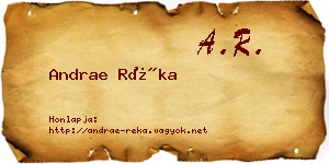 Andrae Réka névjegykártya